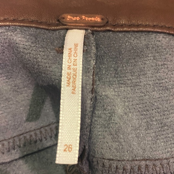 New Free People Jeans Brown Faux Leather Jeans Size 26 - Picture 8 of 17